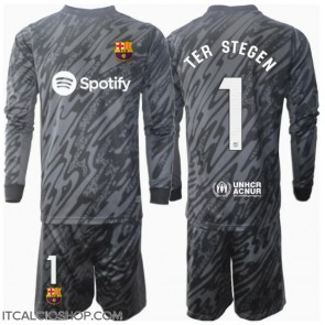 Barcelona Ter Stegen #1 Portiere Terza Maglia Bambino 2024-25 Manica Lunga (+ Pantaloni corti)
